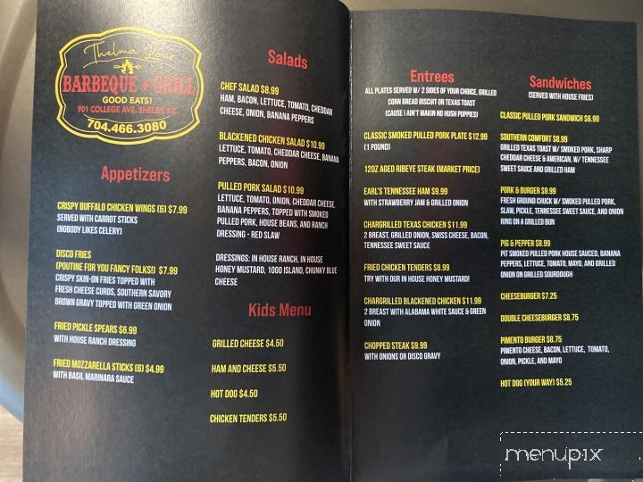 Thelma Lou's Barbeque & Grill - Shelby, NC menu_pic