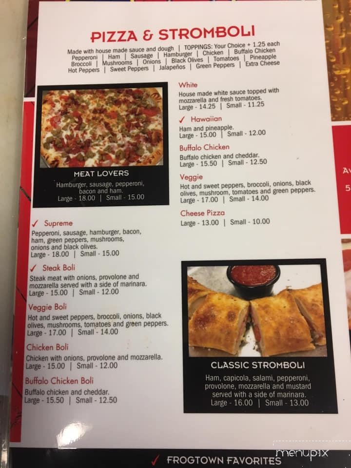 Frogtown Cafe - Pequea, PA menu_pic