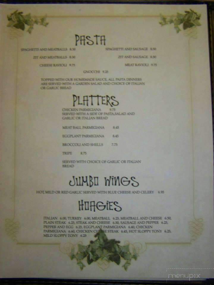 Tony's Pizzeria - Pittston, PA menu_pic