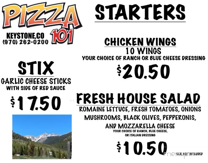 Pizza 101 - Keystone, CO menu_pic