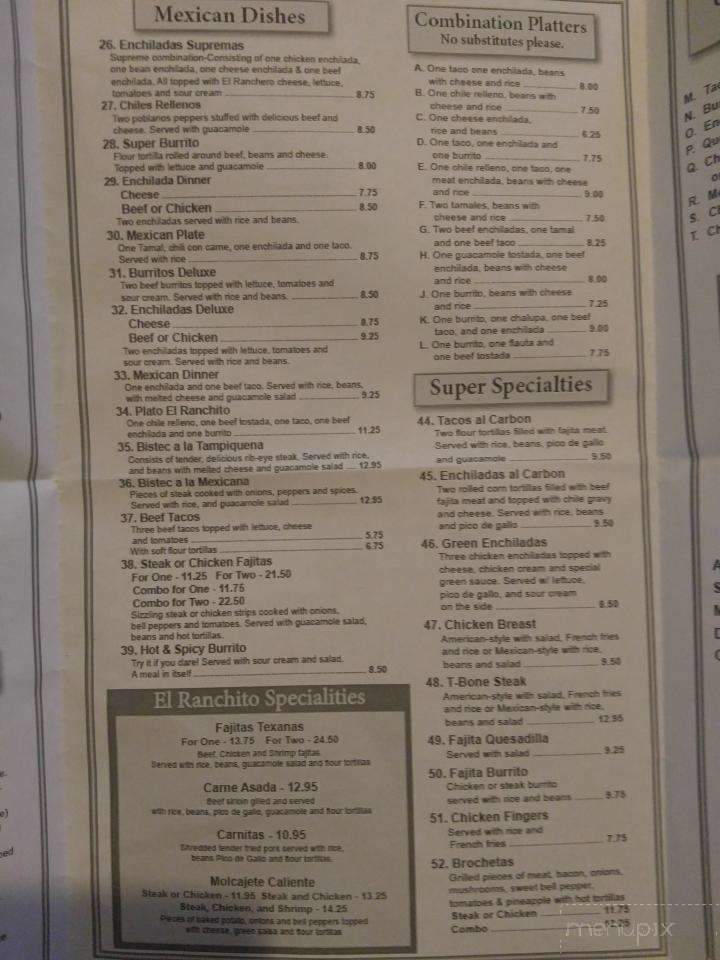 El Ranchito Mexican Grill - Crystal River, FL menu_pic