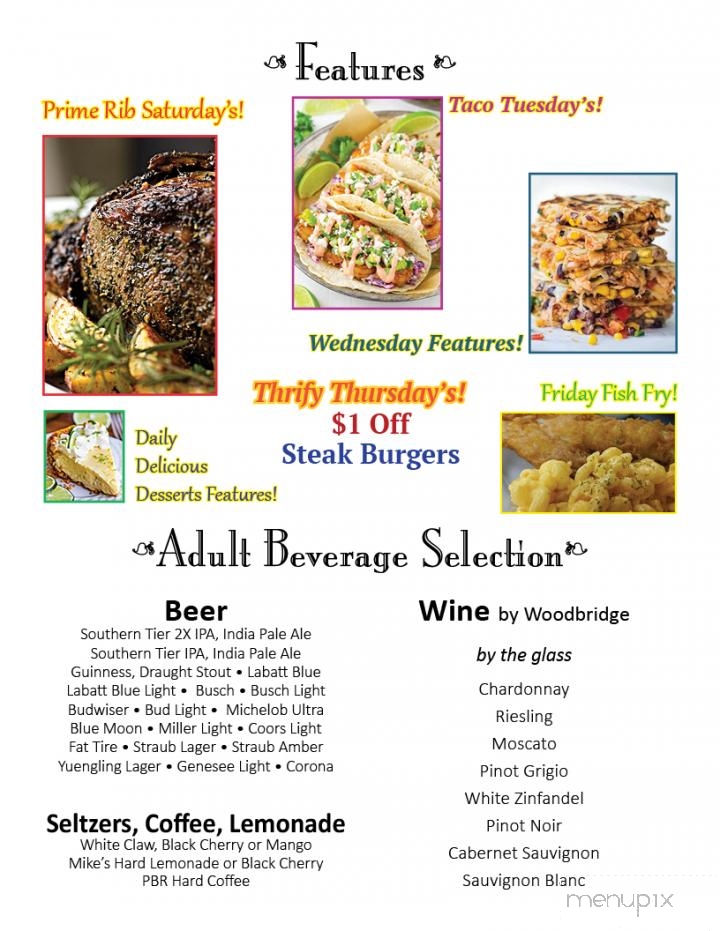 Scotties Pittsfield Inn Restaurant & Lounge - Pittsfield, PA menu_pic