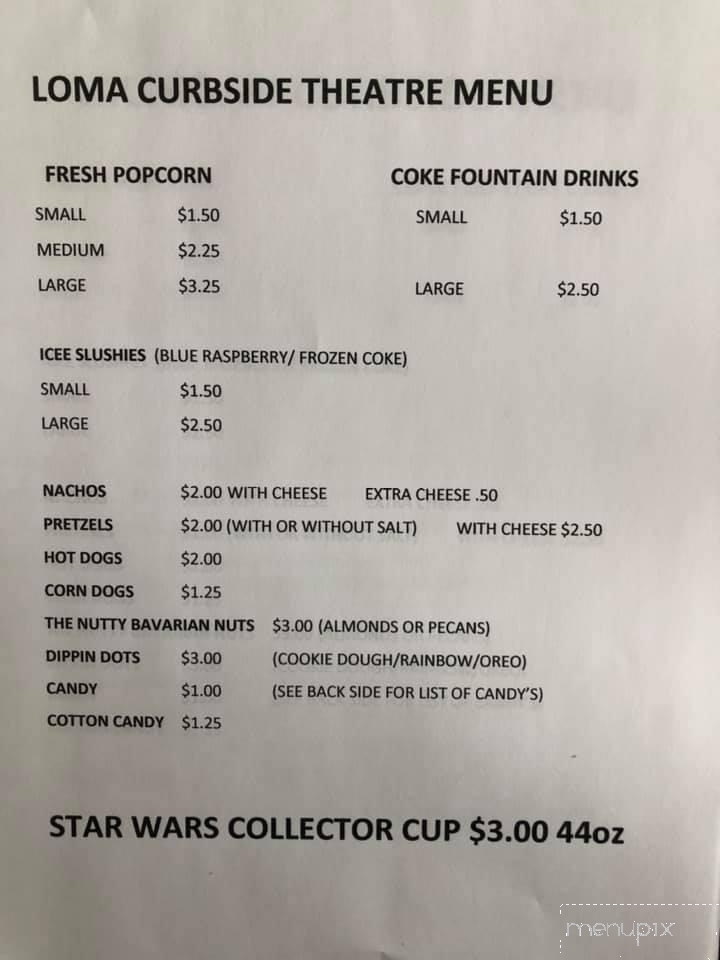 Loma Theatre - Coloma, MI menu_pic