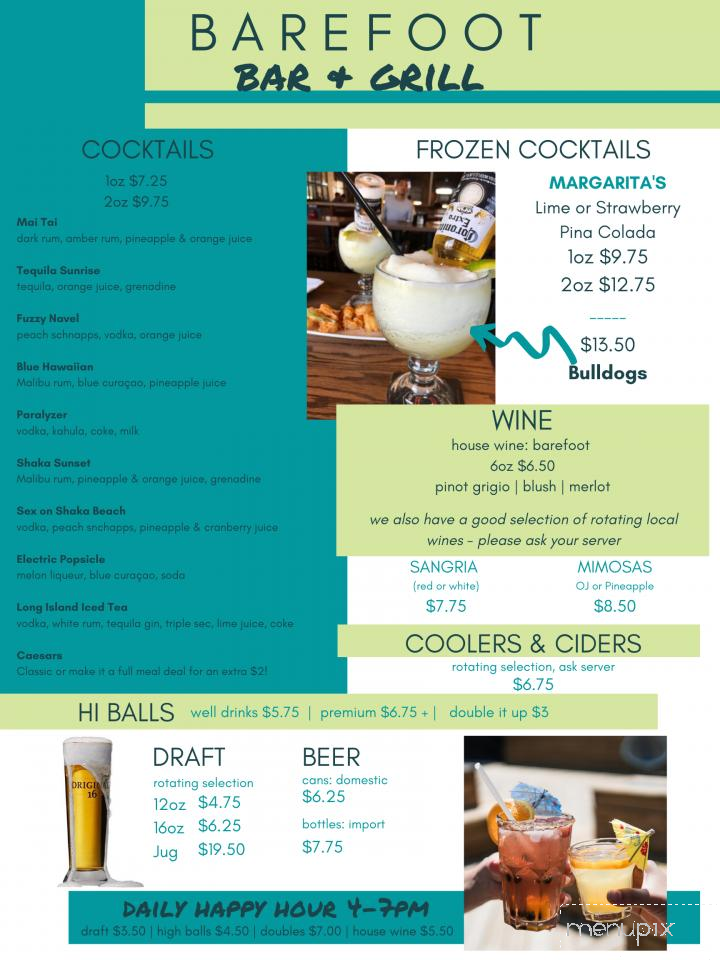 Barefoot Bar & Grill - Penticton, BC menu_pic