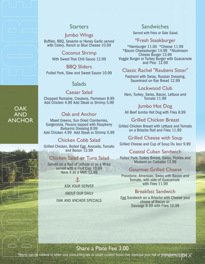 Oak & Anchor - Supply, NC menu_pic
