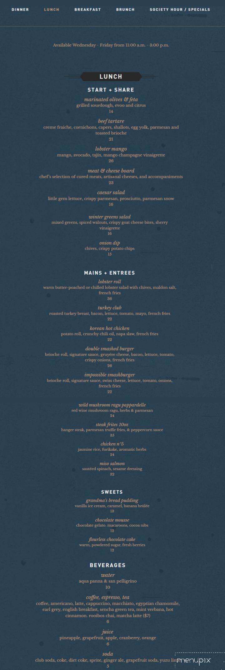 Urban Cove Society & Kitchen - New York, NY menu_pic