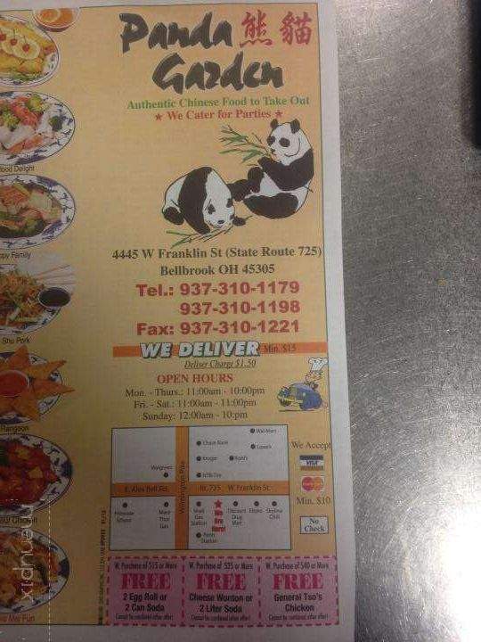 Online Menu Of Panda Garden Bellbrook Oh