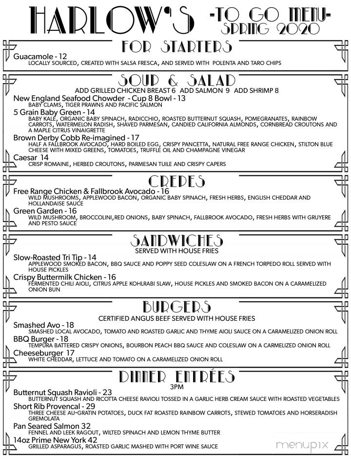 Harlow's - Bonsall, CA menu_pic