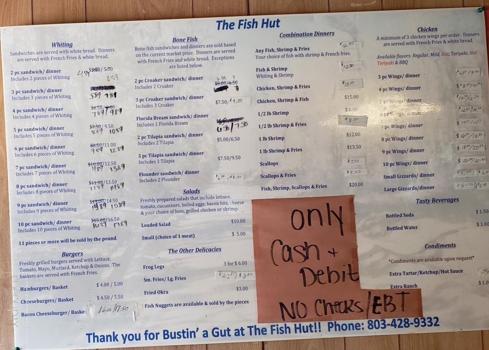 Fish Hut - Sumter, SC menu_pic