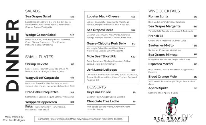 Sea Grapes Eatery + Wine Lounge - St. Pete Beach, FL menu_pic