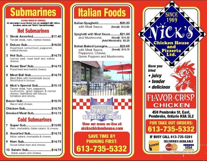 Nick's Chicken House & Pizzeria - Pembroke, ON