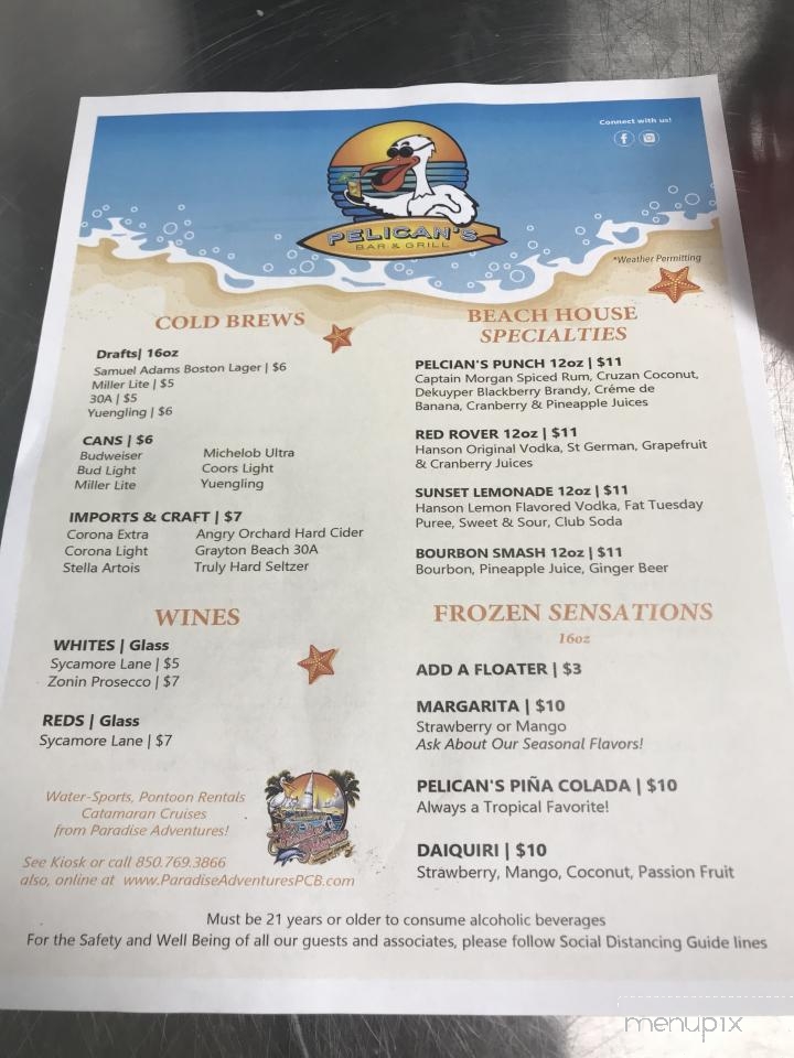 Pelican's Bar & Grill - Panama City Beach, FL menu_pic