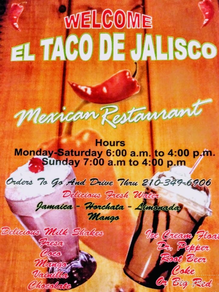El Taco De Jalisco - San Antonio, TX menu_pic