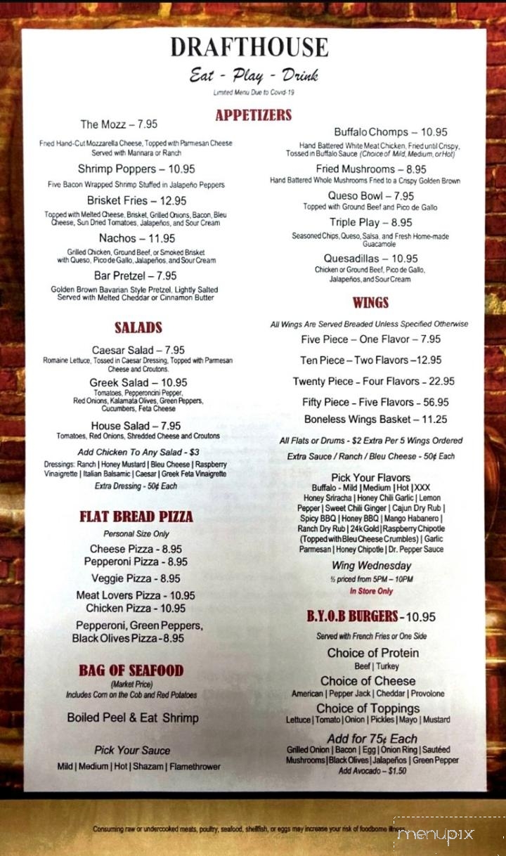 Draft House Bar & Grill - Little Elm, TX menu_pic