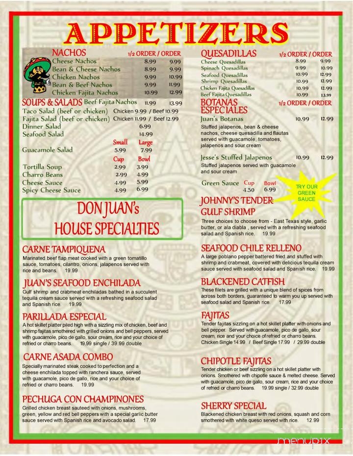 Don Juans - Marshall, TX menu_pic