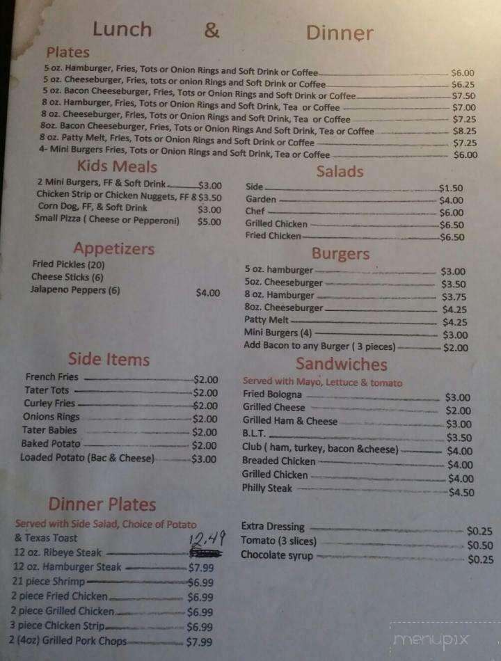 Small Town Diner - Mount Pleasant, TN menu_pic