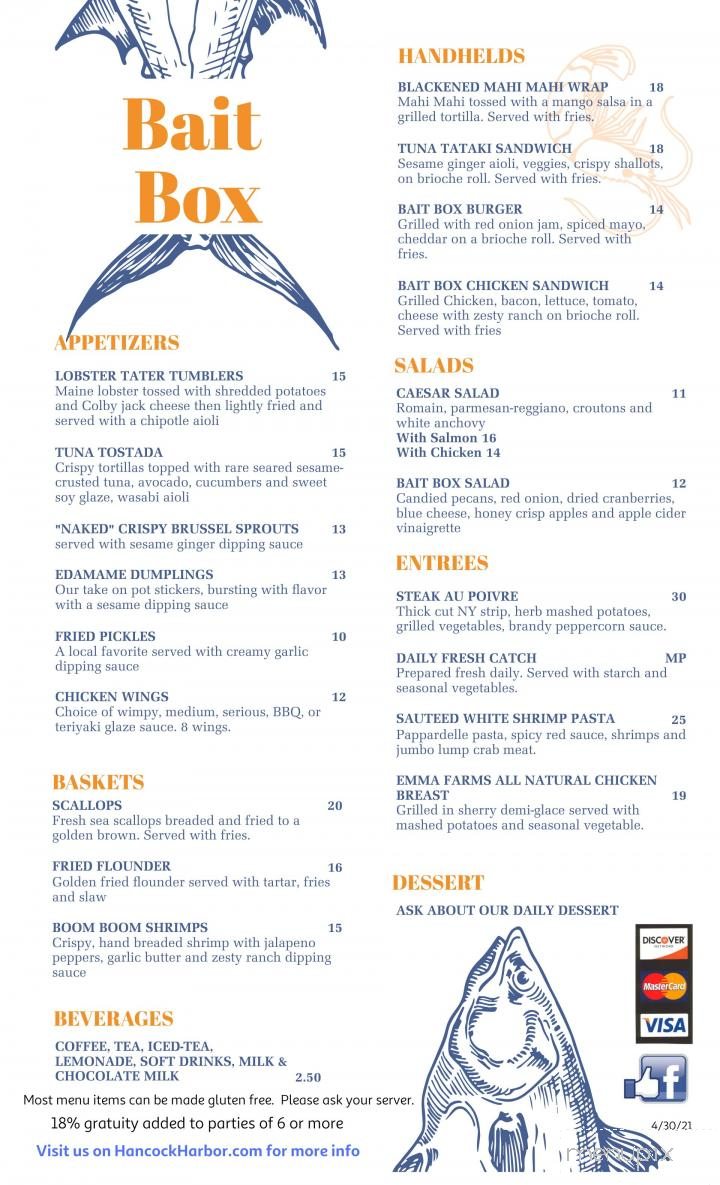 Bait Box Restaurant - Greenwich, NJ menu_pic