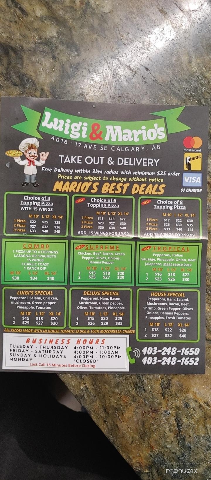 Luigis 2 for 1 Pizza - Calgary, AB menu_pic