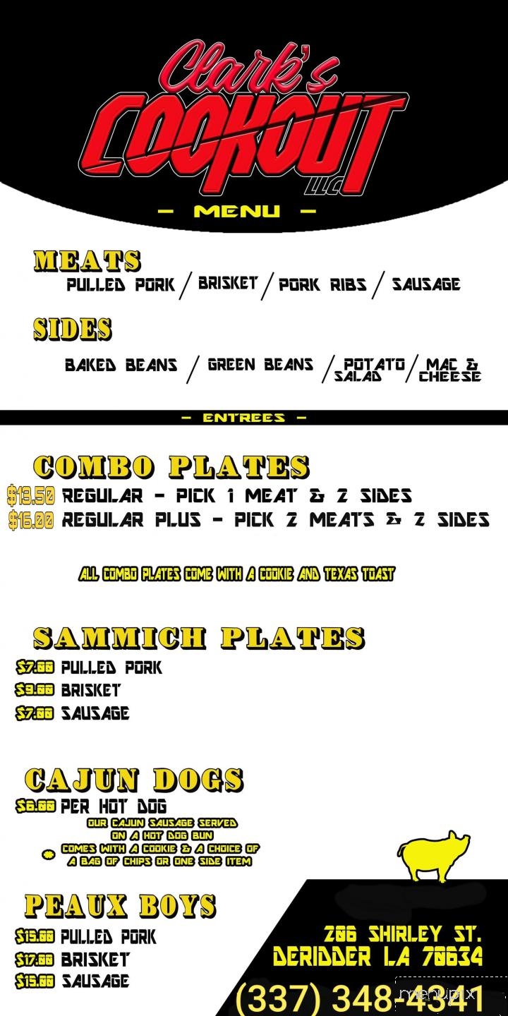 Clark's Cookout - DeRidder, LA menu_pic