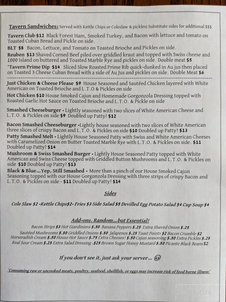 Tavern Grill at 1 East Maple - Sparta, TN menu_pic