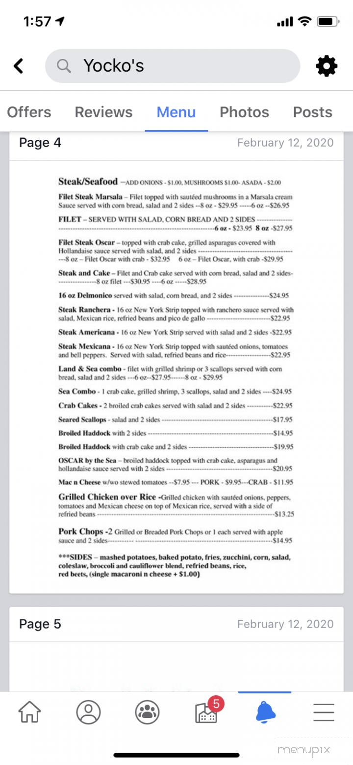 Yockos - Minersville, PA menu_pic