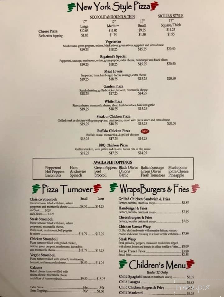 Rigatoni's Pizzeria & Italian - Pilot Mountain, NC menu_pic