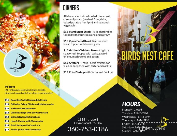 Birds Nest Cafe - Olympia, WA menu_pic