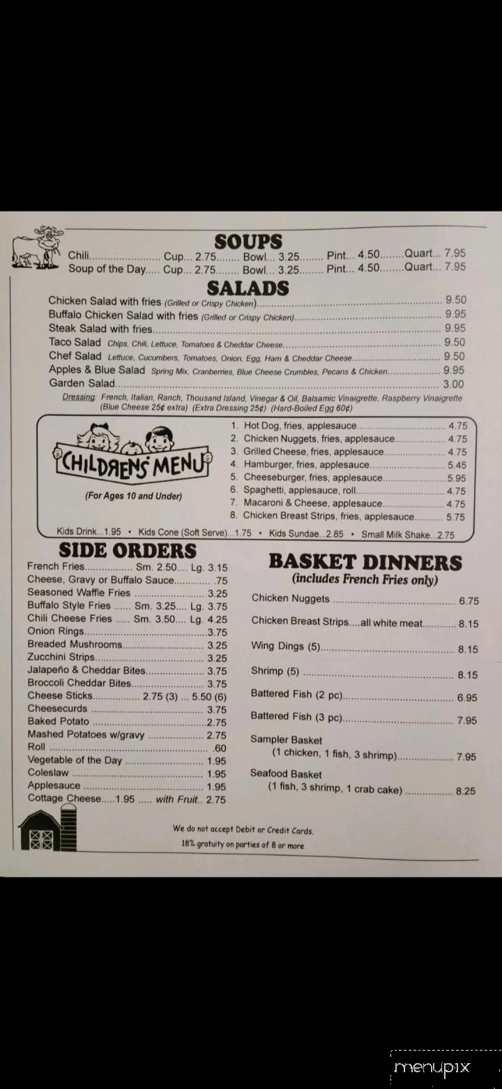 Dairy Bar - Berlin, PA menu_pic