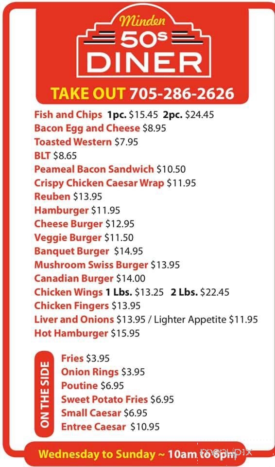 Minden 50s Diner - Minden, ON menu_pic