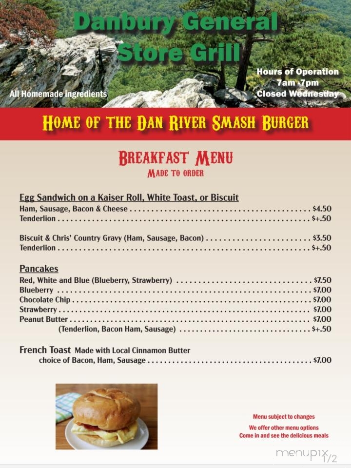 Danbury General Grill - Danbury, NC menu_pic