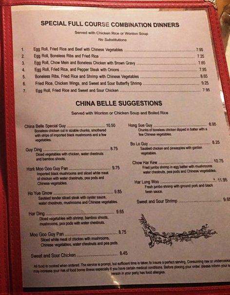 China Belle Restaurant - North Dartmouth, MA menu_pic