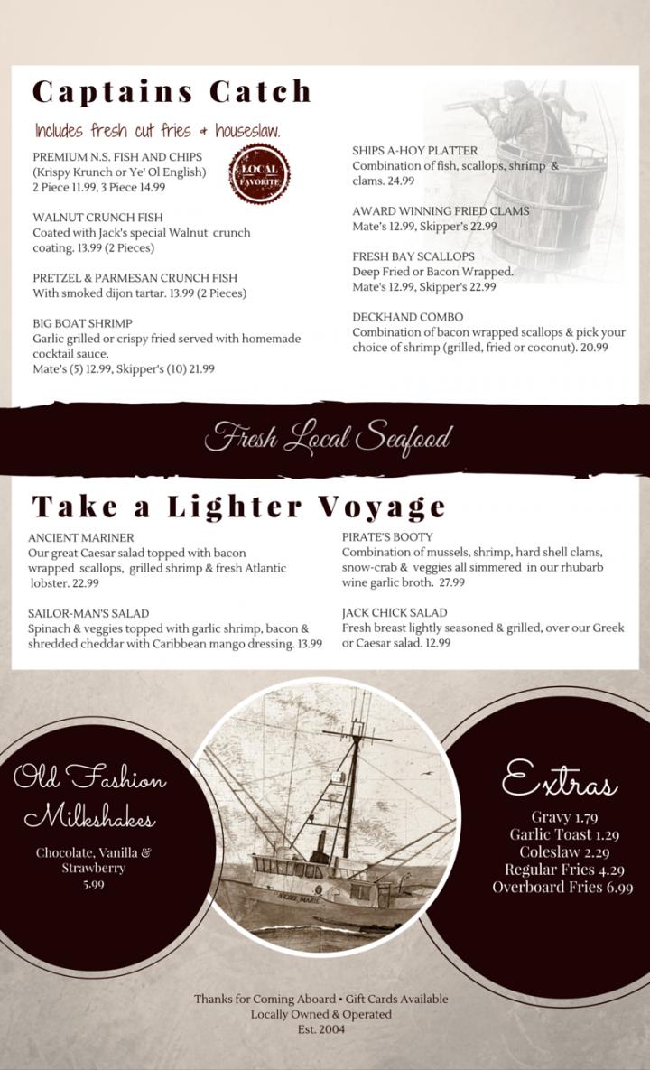 Skipper Jacks - Moncton, NB menu_pic