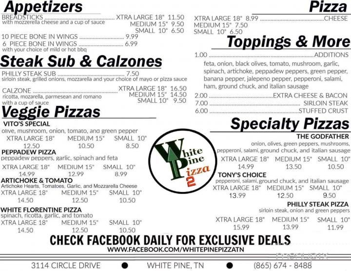 White Pine Pizza 2 - White Pine, TN menu_pic