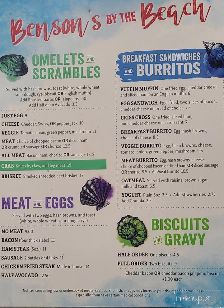 Bensons by the beach - Long Beach, WA menu_pic