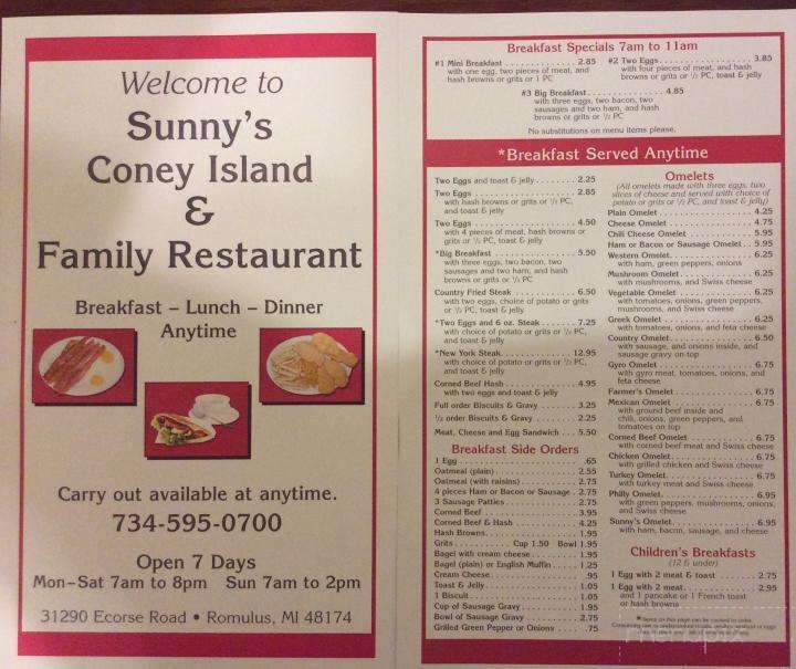 Sunny's Coney Island Family Restaurant - Romulus, MI
