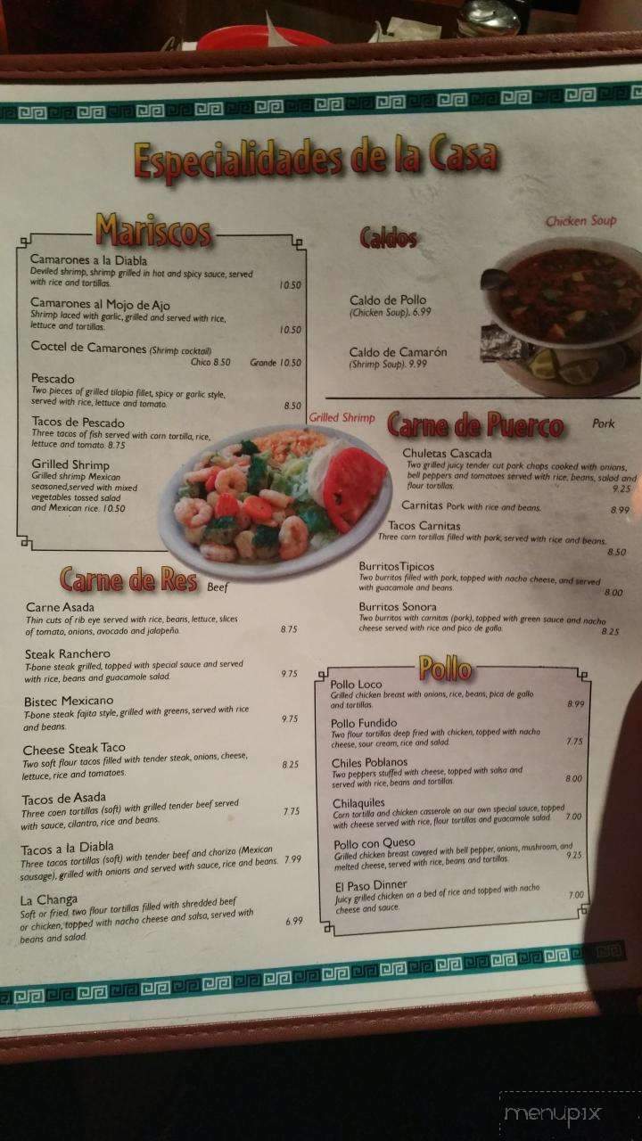 La Cascada - Lake City, AR menu_pic
