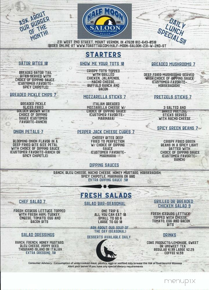 Half Moon Saloon - Mount Vernon, IN menu_pic