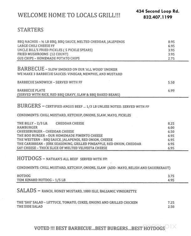 Local's Grill - Florence, SC menu_pic