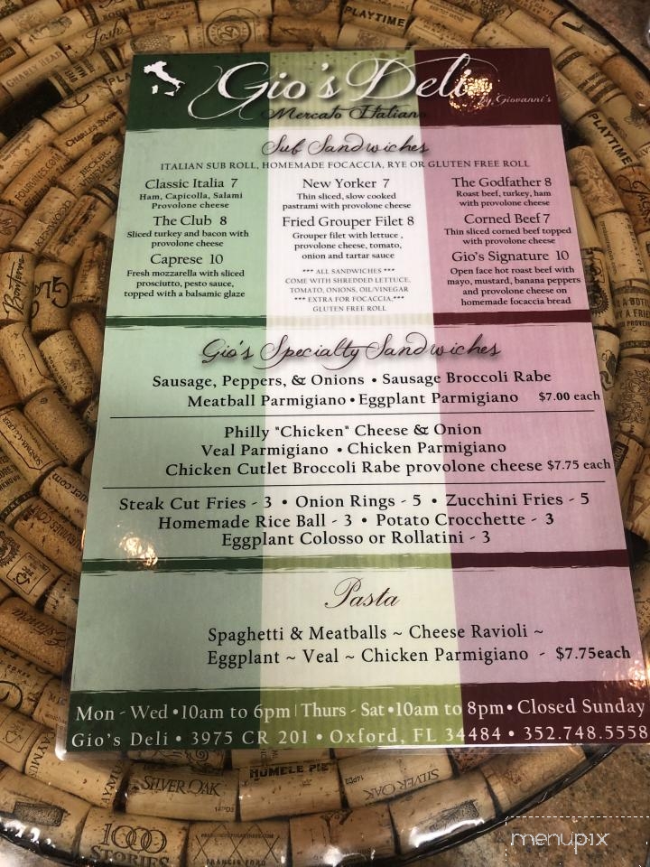 Gio's Deli and Mercato - Oxford, FL menu_pic