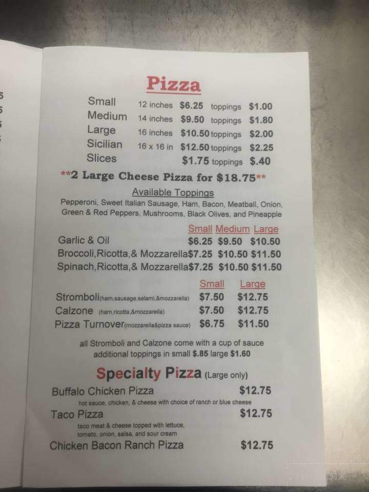 Thad's Place - Montgomery, PA menu_pic