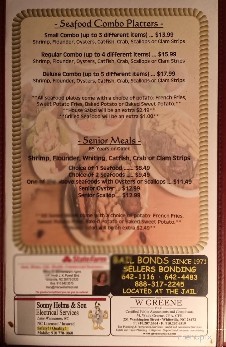 Mark's Seafood and Steak House - Whiteville, NC menu_pic