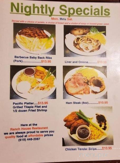 Ranch House Restaurant - Santee, CA menu_pic