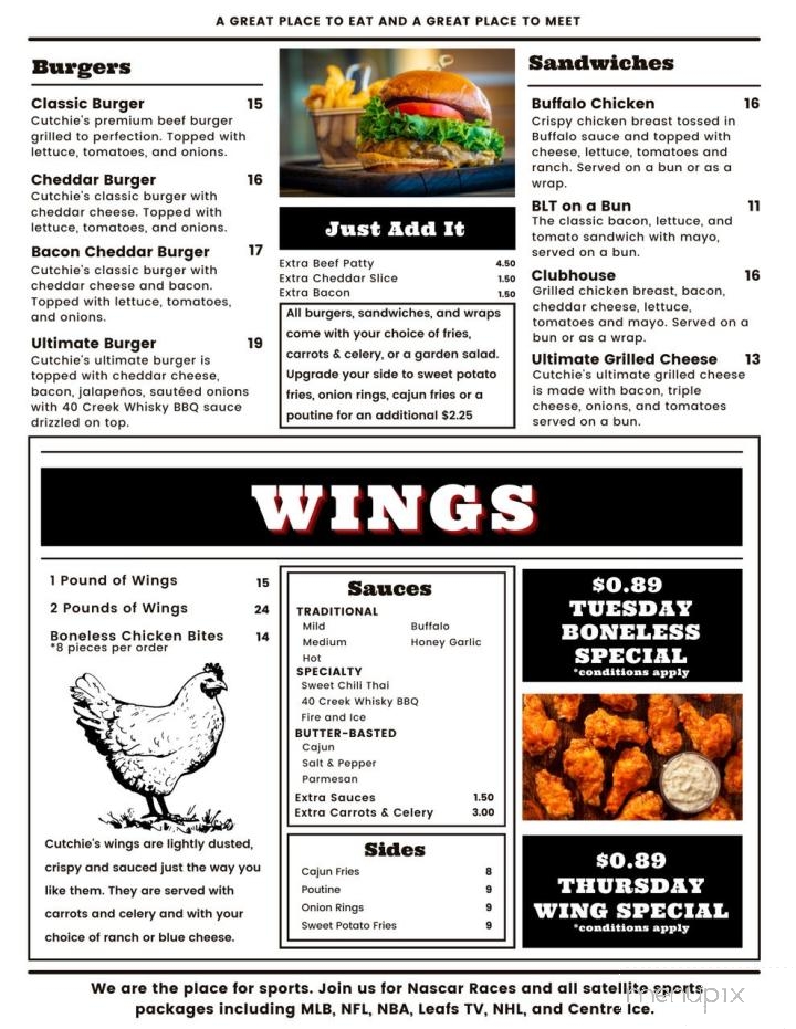 Cutchie's Sports Tap & Eatery - Woodstock, ON menu_pic