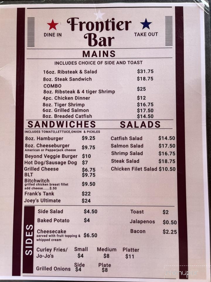 The Frontier Bar Grill - Eureka, Mt menu_pic