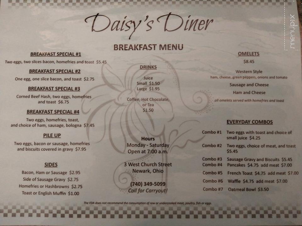 Online Menu of Daisy's Diner, Newark, OH