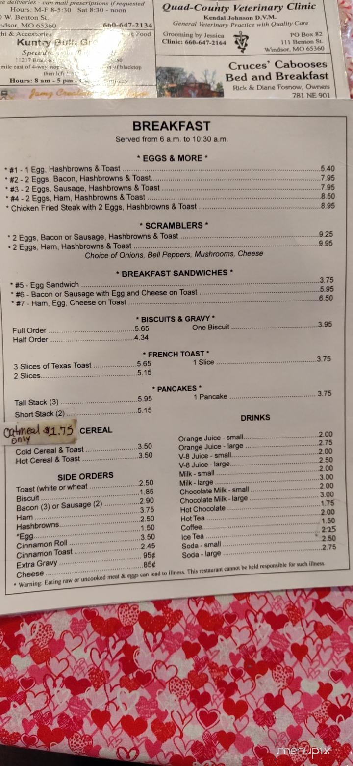 Wagon Wheel Cafe - Windsor, MO menu_pic