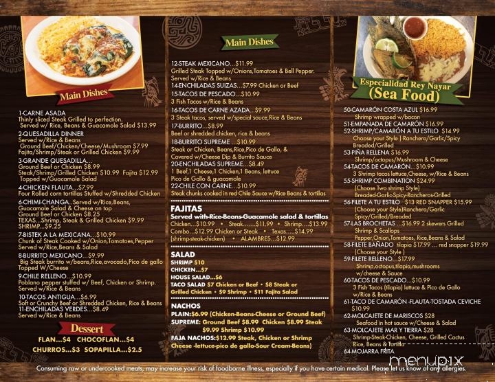 El Rey Nayar Restaurant & Seafood - Pelham, AL menu_pic
