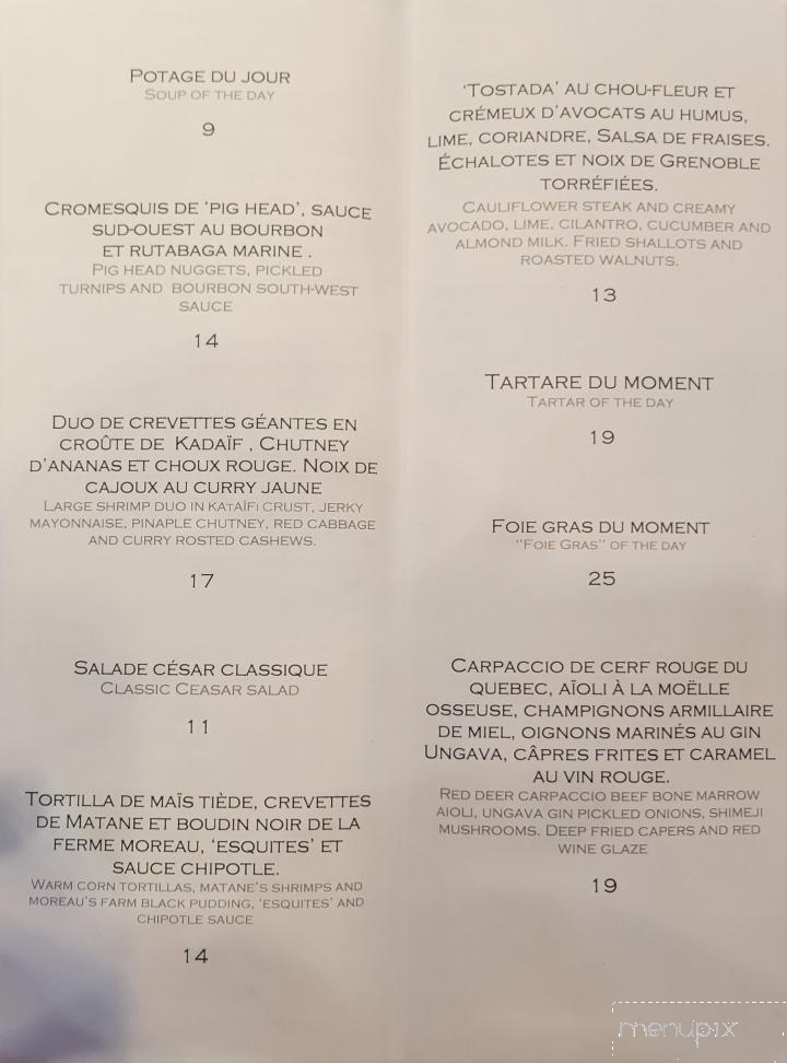 Le Napoleon - Montebello, QC menu_pic