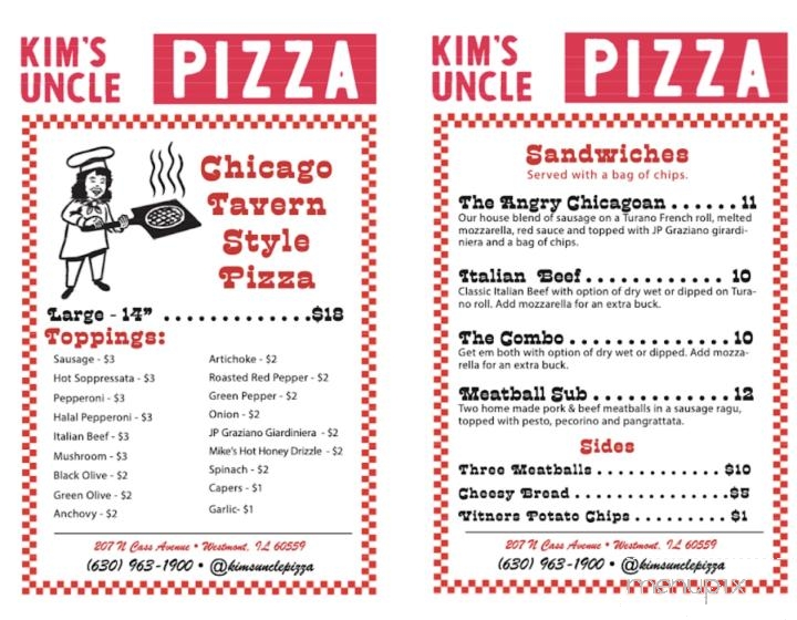 Kim's Uncle Pizza - Westmont, IL menu_pic