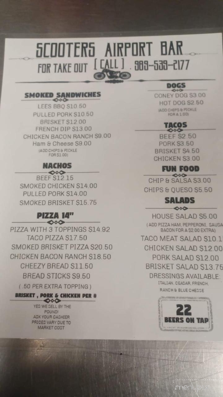 Scooters Airport Bar - Harrison, MI menu_pic